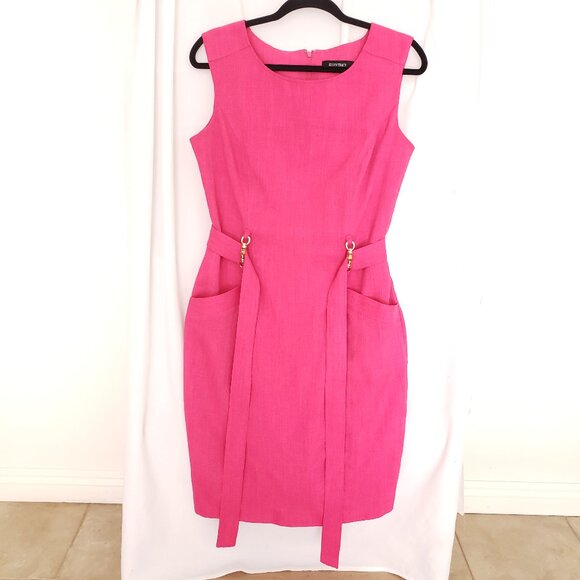 Ellen Tracy Dresses & Skirts - Ellen Tracy Pink Formal Sleeveless Short Pencil Dress With Belt and Pockets